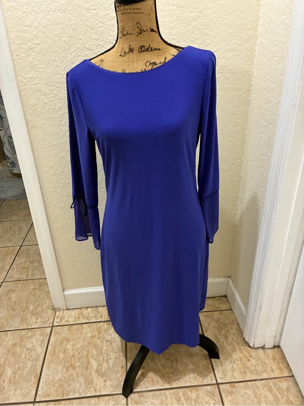 White House Black Market Cobalt Blue Long-Sleeve Shift Dress size M